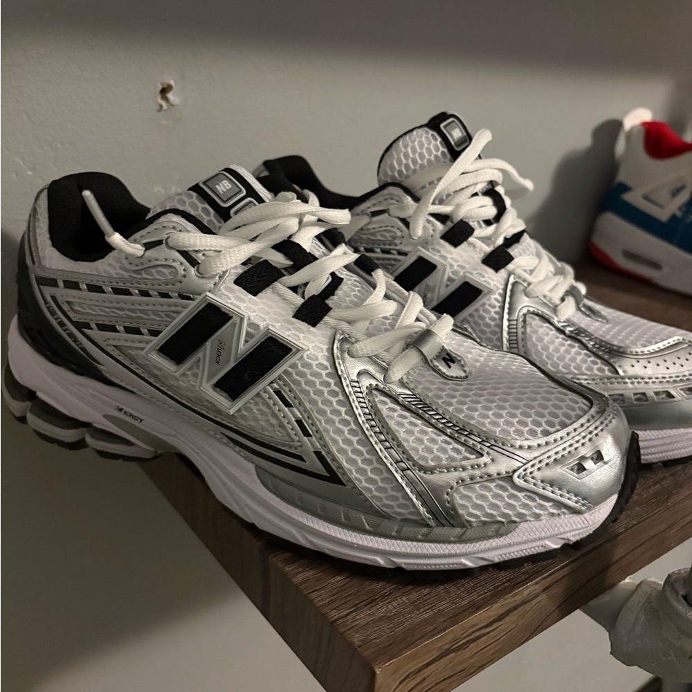 New Balance Metallic Silver and Black Running Shoes